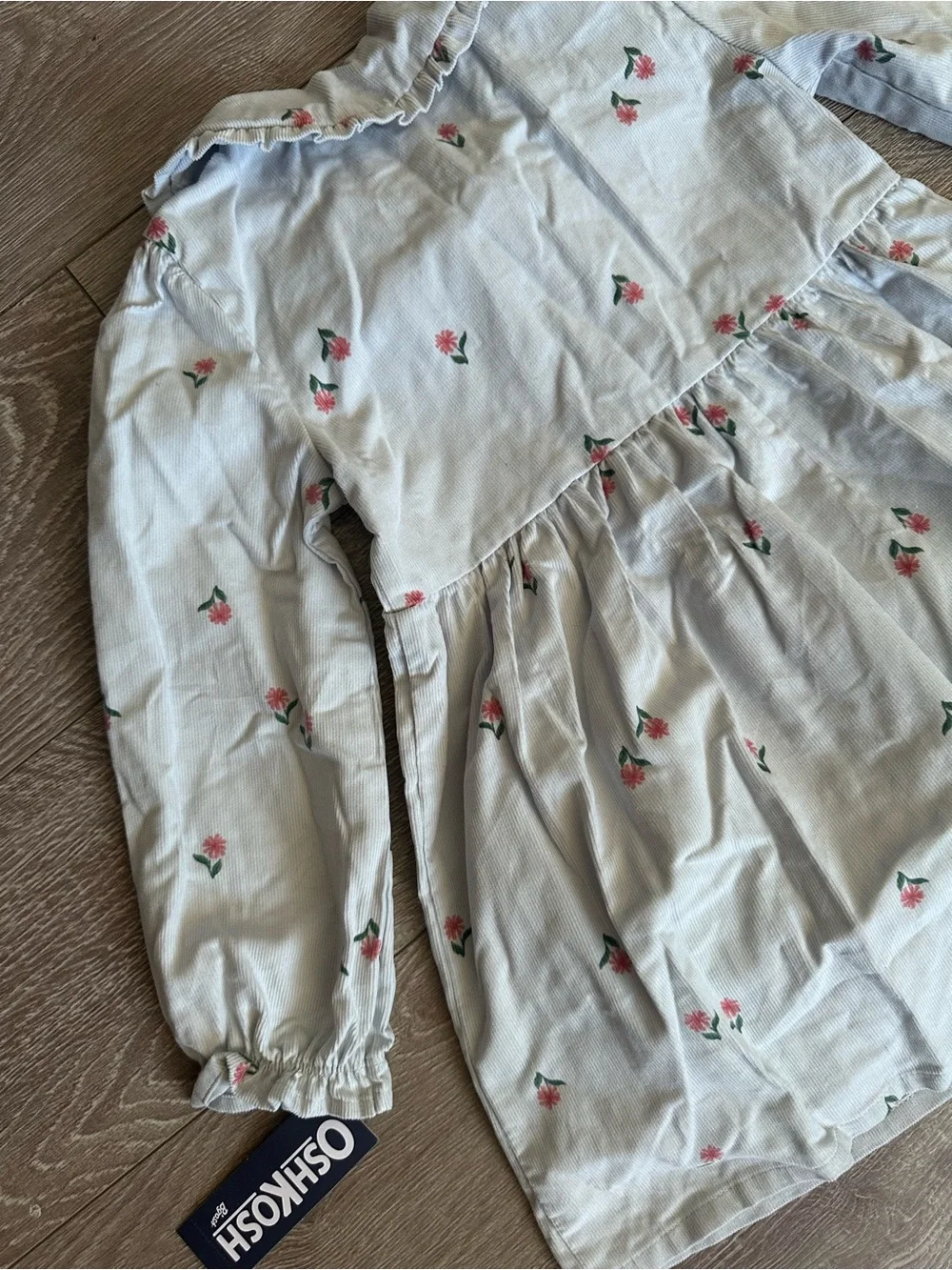 OshKosh B'gosh Light Blue Floral Dress with Pink Flower Print